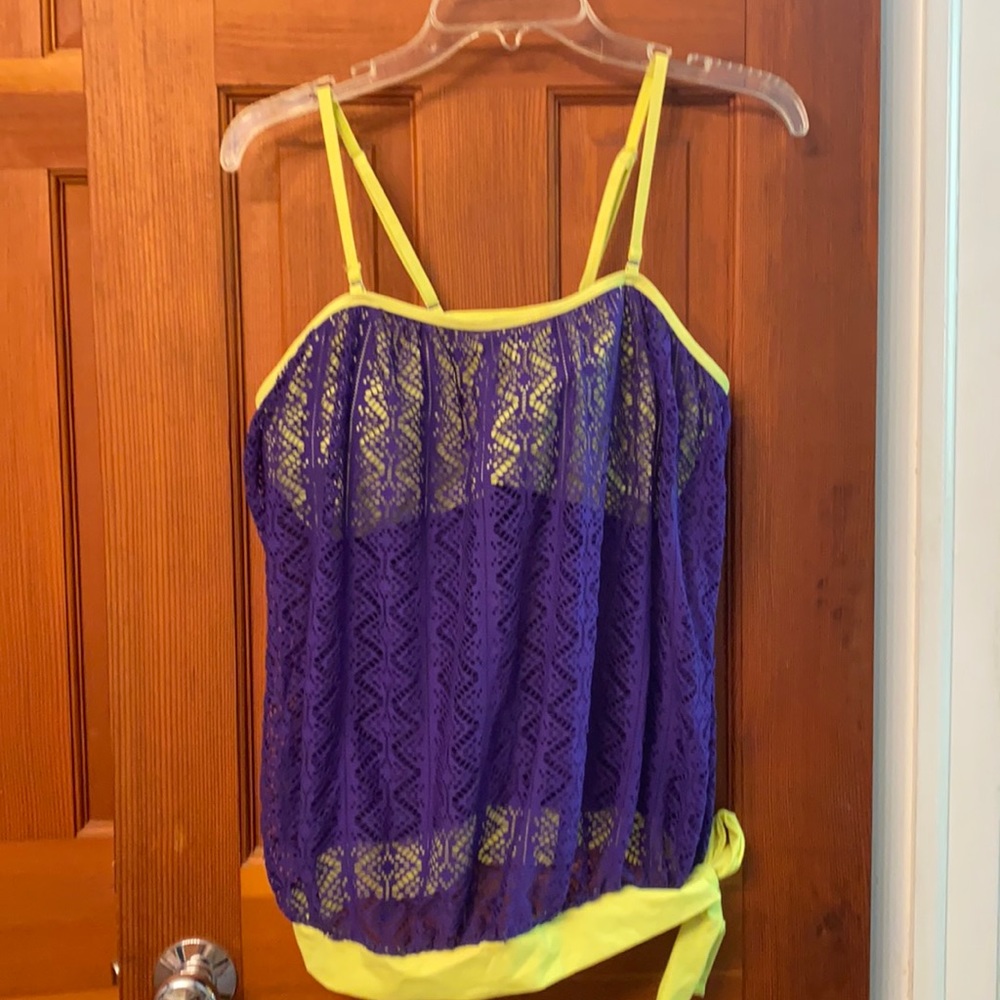 Neon yellow and purple swim suit